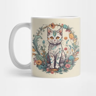 cat with foliage design Mug